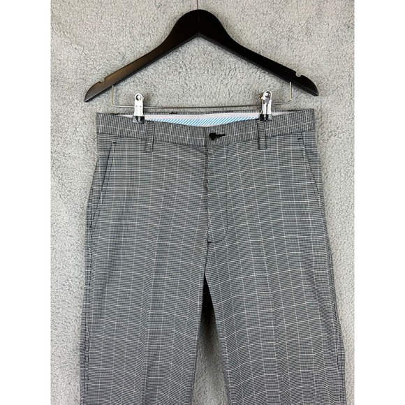 Footjoy FJ Golf Pants Men 36x32 Black Gray Houndstooth Plaid Performance Stretch